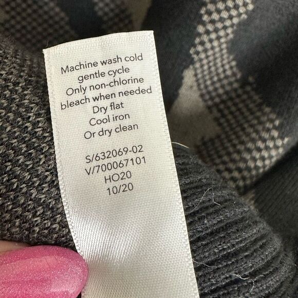 Athleta Jacquard Crew Neck Sweater Animal Zebra Merino Wool Blend size Large - Picture 6 of 7